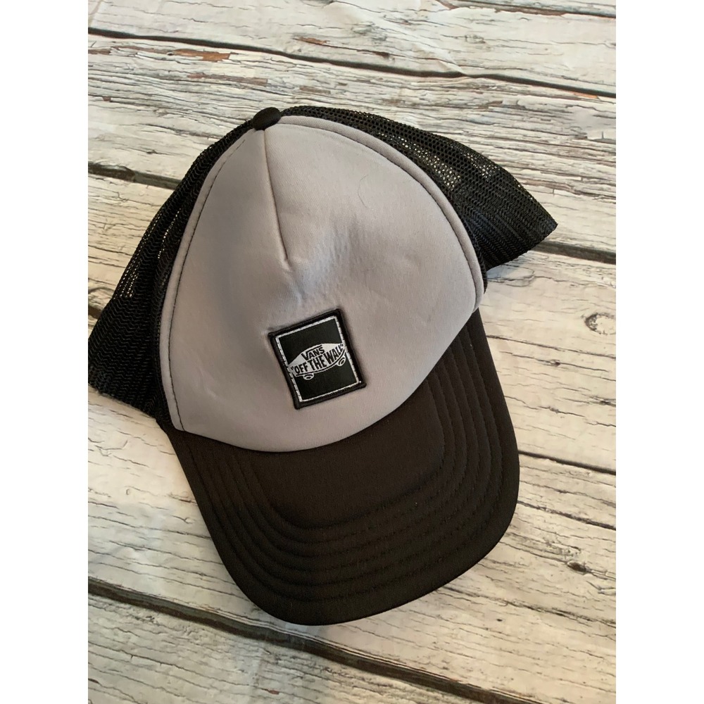 Vans Off The Wall Trucker Hat Grey Black Snapback Mesh Cap Otto OSFM‎ Vintage